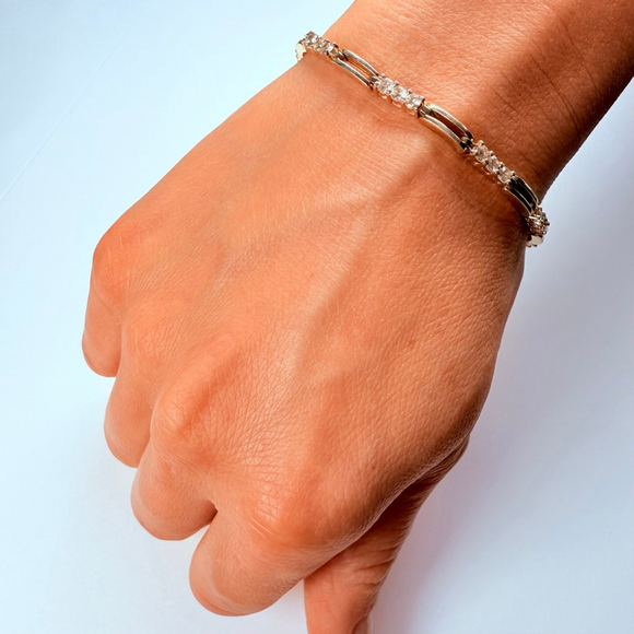 6.5 TCW Cubic Zirconia CZ Gold Vermeil Sterling Silver 3mm Tennis Bracelet - Picture 3 of 10